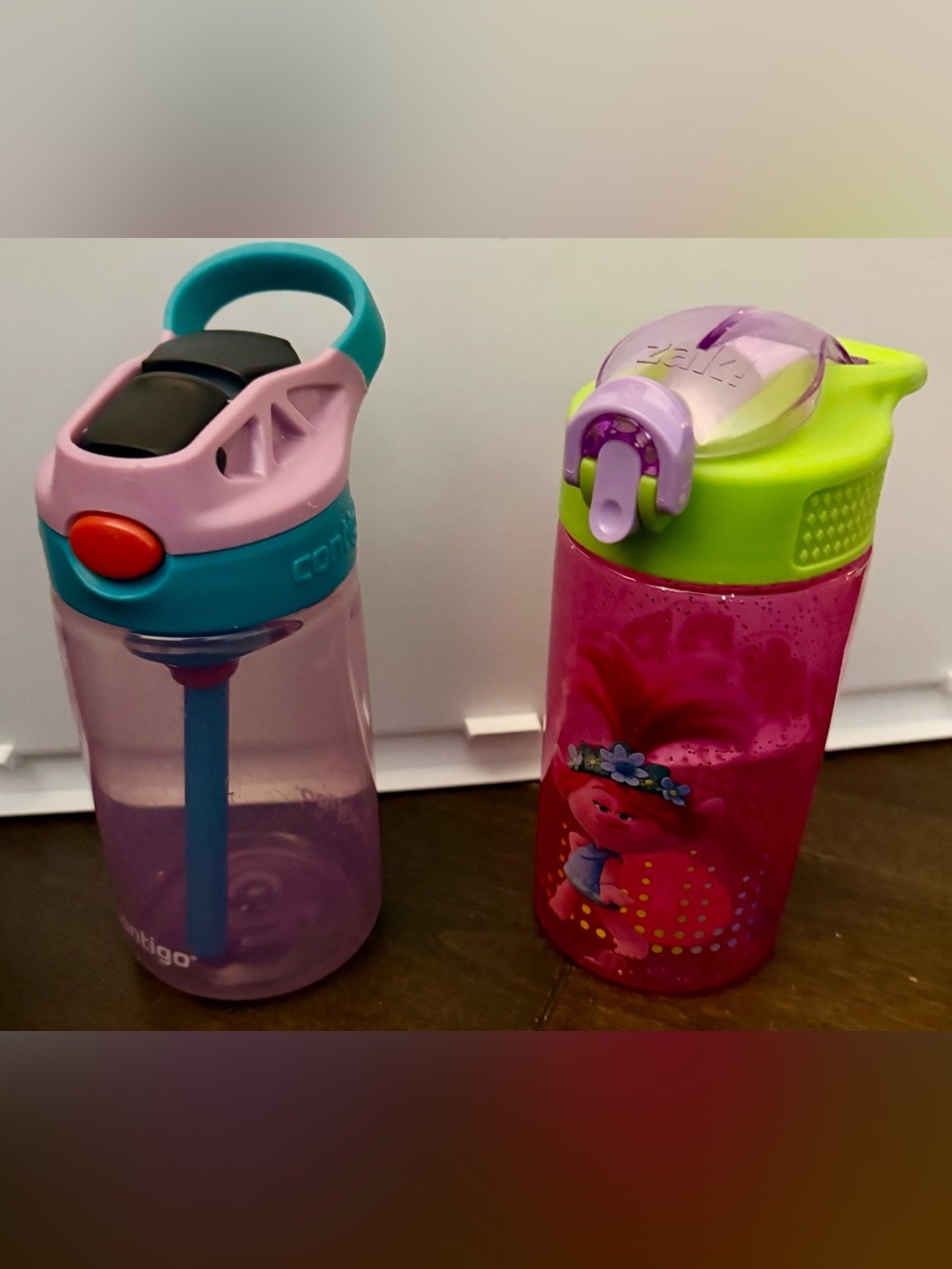 Contigo Kids Water Bottle & Zak! Trolls Straw Bottle Bundle BPA Free 14oz